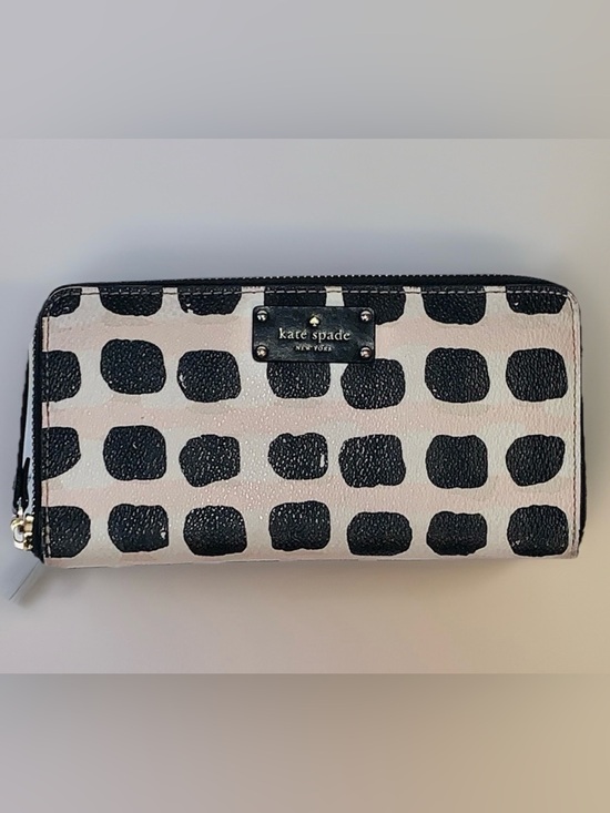 kate spade Handbags - Kate Spade Striped Polka Dot Large Zip Wallet